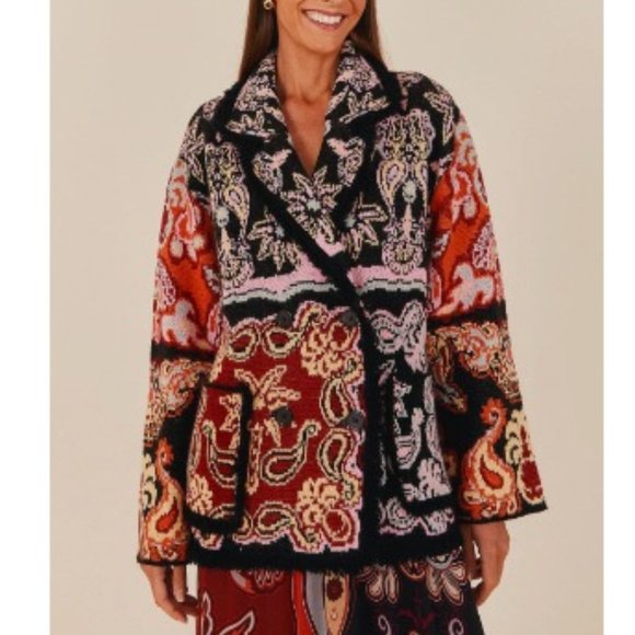 FARM Rio Black Sweet Mermaids Knit Blazer Twee Fall - Picture 4 of 14